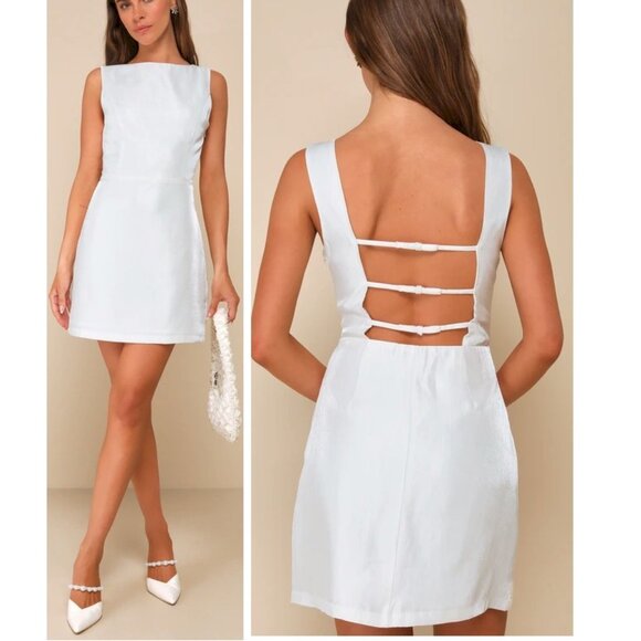 Lulus Sophisticated Selection White Sleeveless Mini Dress Size X-Small NWOT - Picture 2 of 5